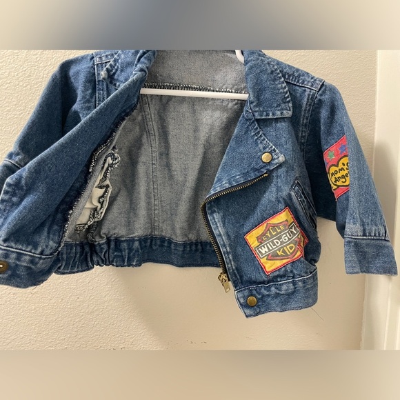 Vintage Hopscotch Toddler Denim Biker Jacket | 18M | Patch Rocker Style - Picture 8 of 9